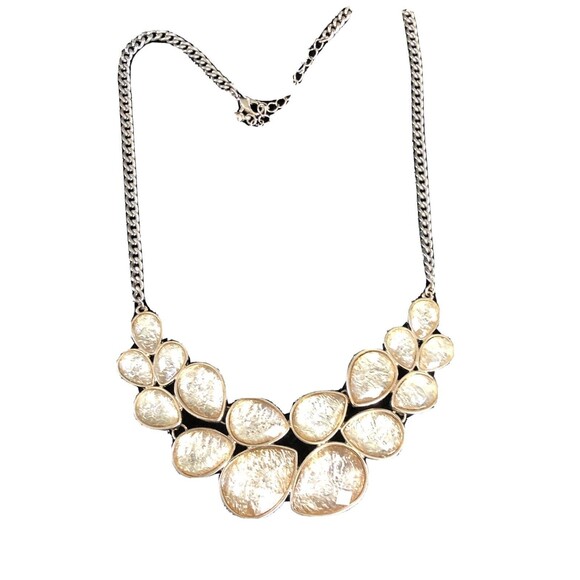 Designer Inspired Champagne Yellow Lucite Bead Statement Necklace, Casual 19” - Picture 1 of 5